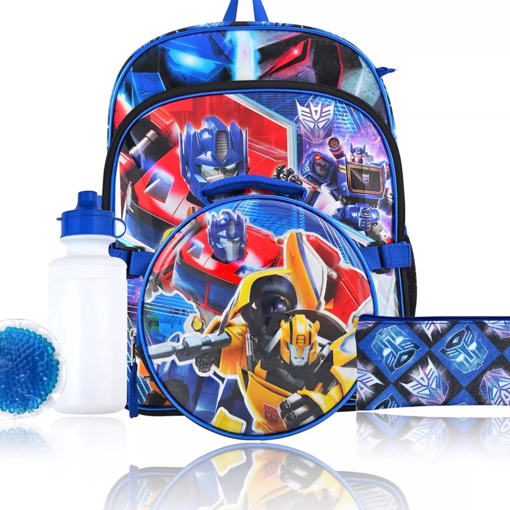 Transformers kids 5 piece backpack set